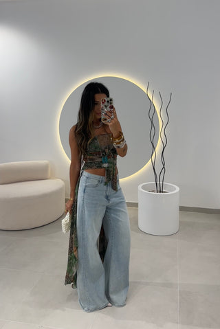 Boho Pattern Strapless Top