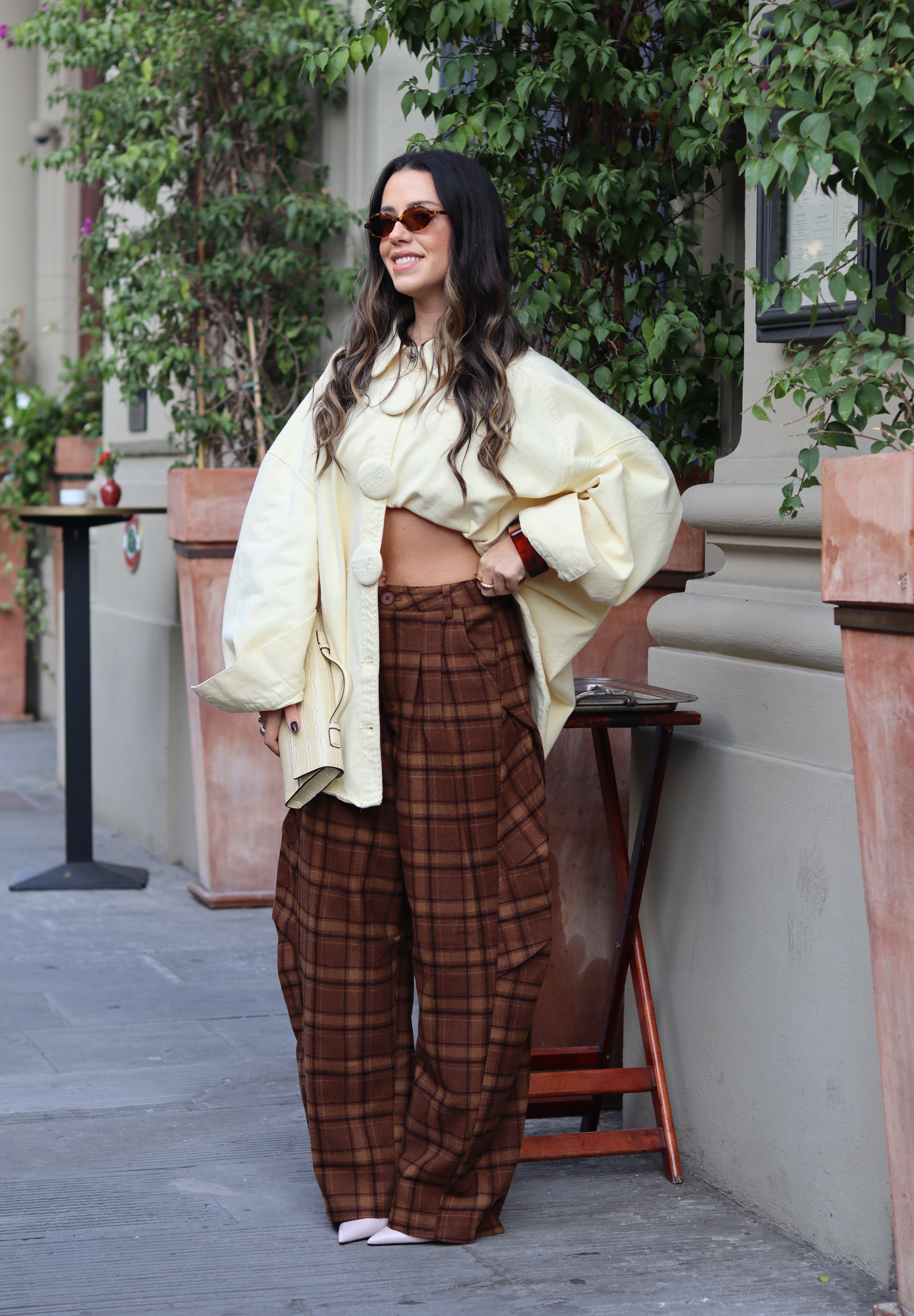 Balloon Plaid Trousers Brown