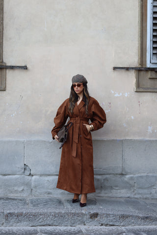 Suede Trench Balloon Sleeve