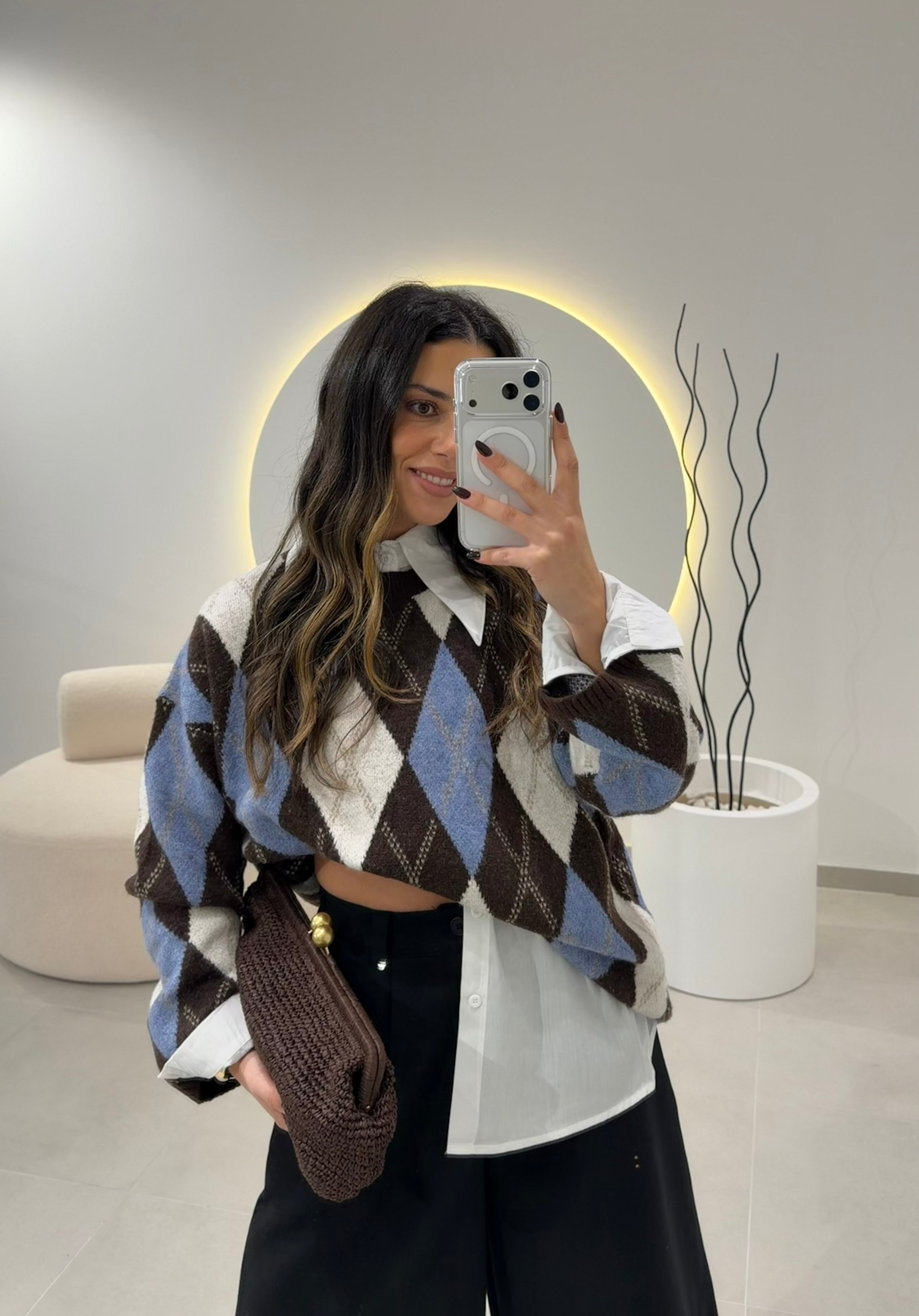 Diamond Pattern Knit Sweater