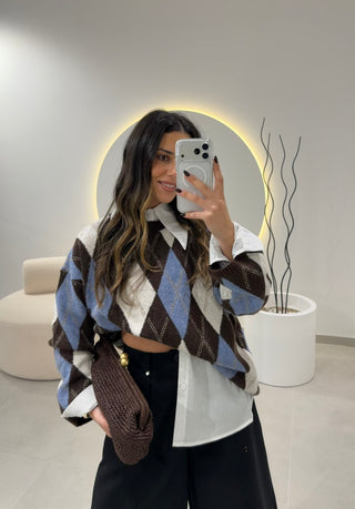 Diamond Pattern Knit Sweater