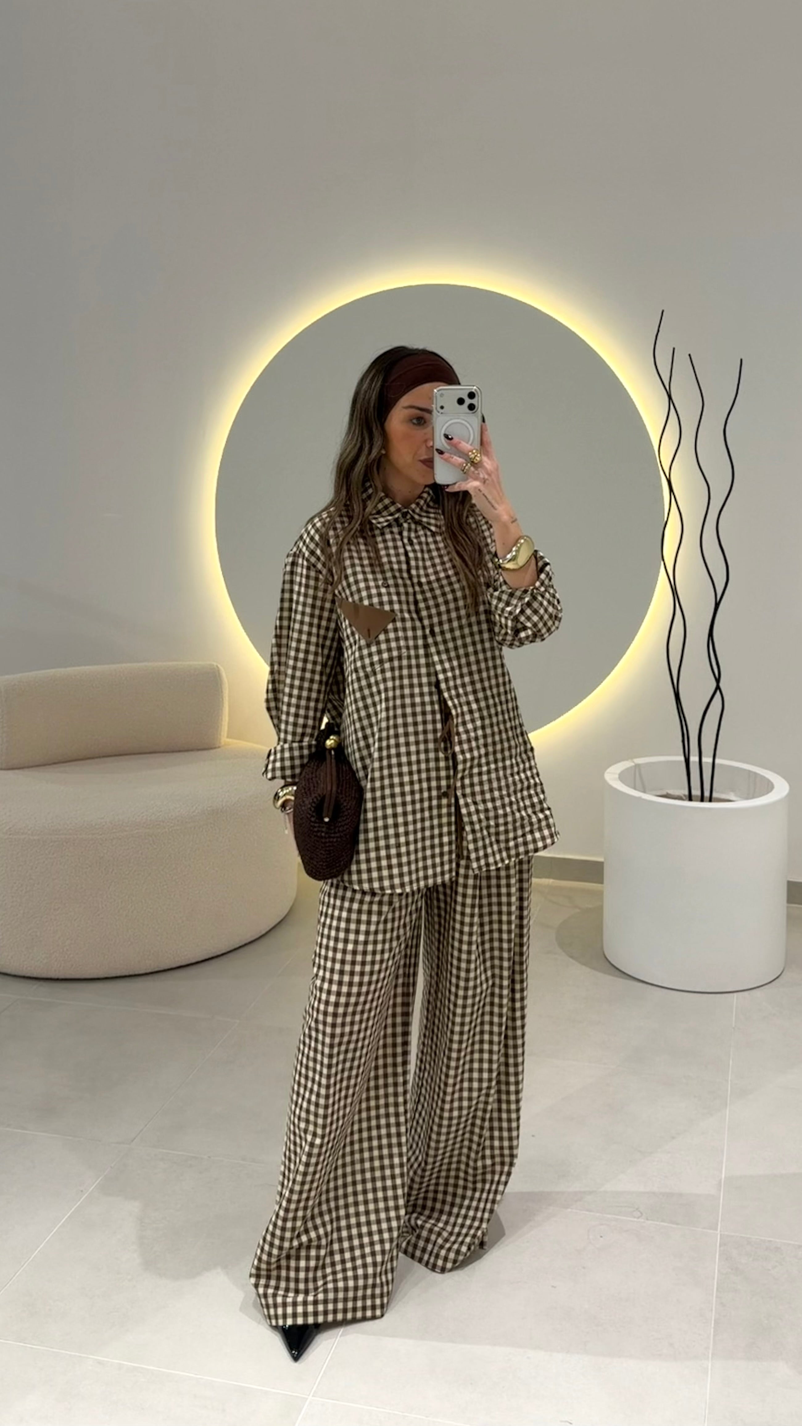 Brown Vichy Blouse LUMINA