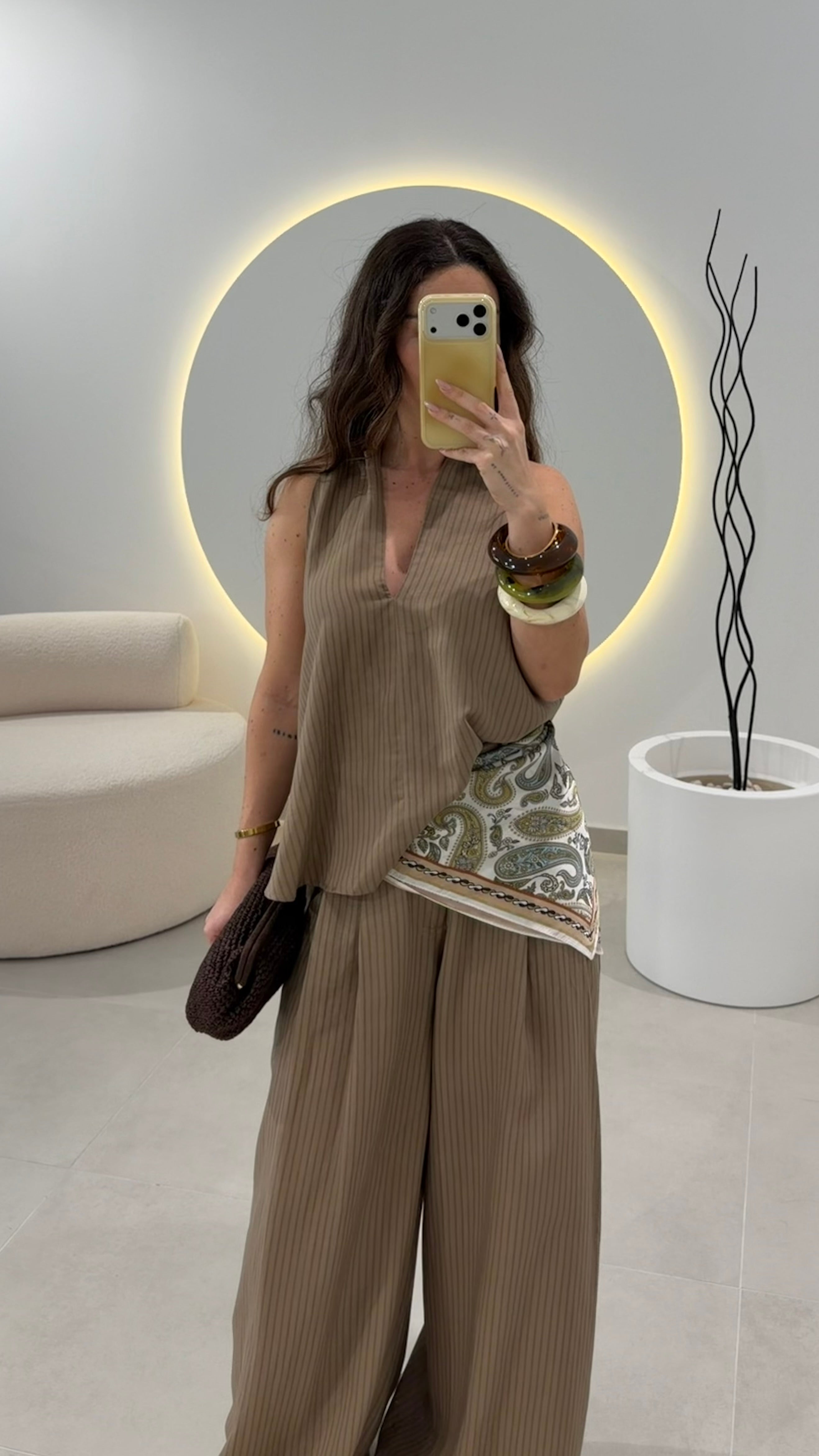 Beige Stripes Pants Lumina