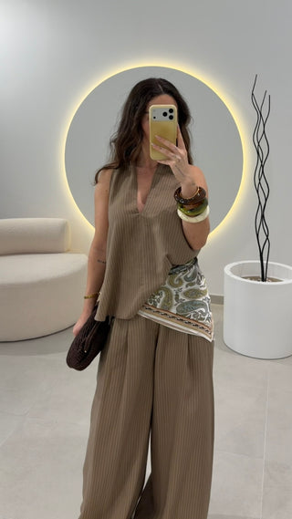 Beige Stripes Pants Lumina