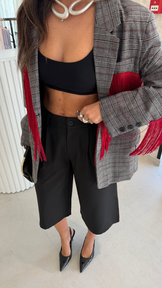 Tartan Fringed Blazer Lumina