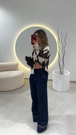 Dark Denim Jeans with Studs