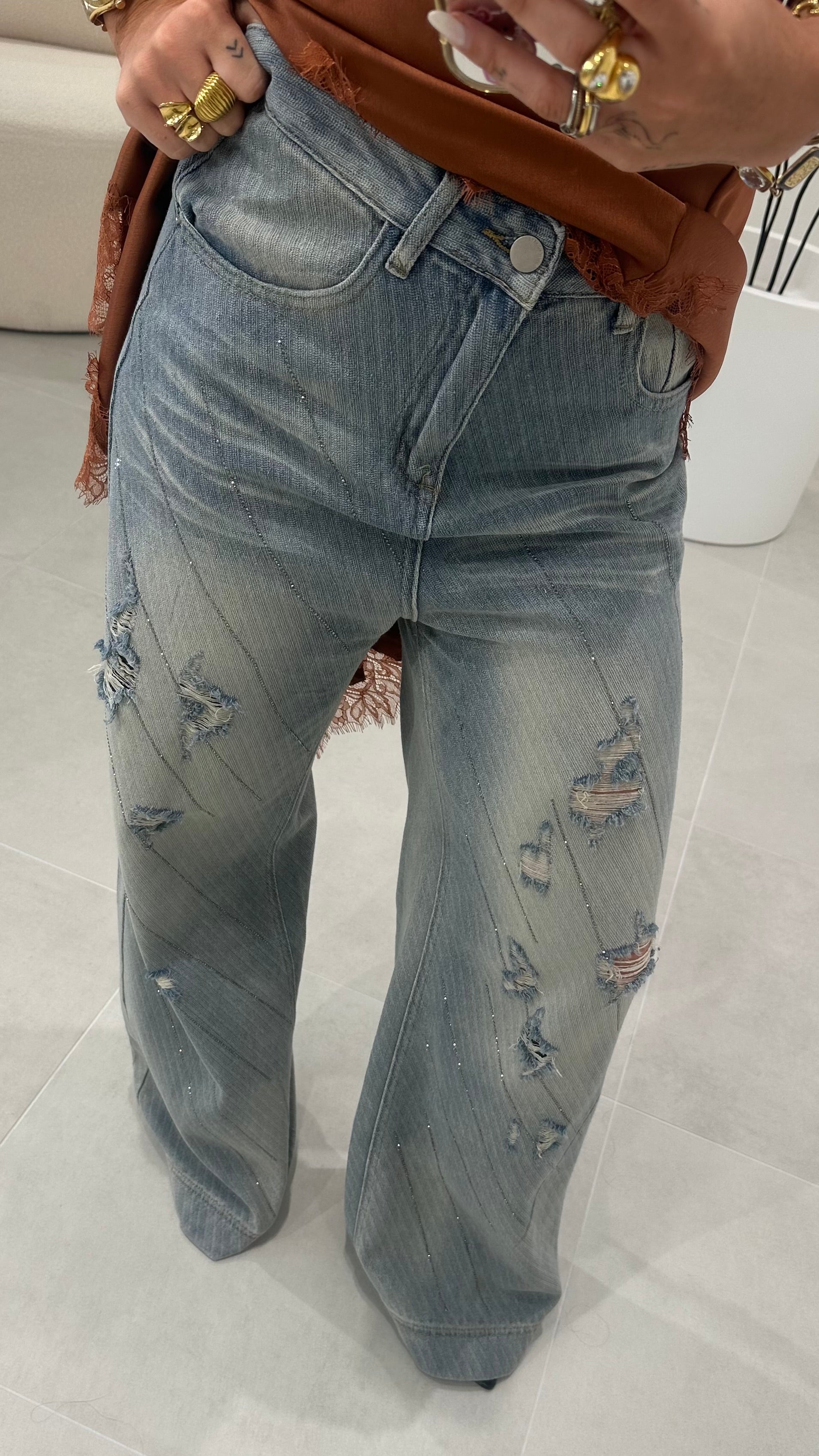 Jeans Rasgos Brilhos