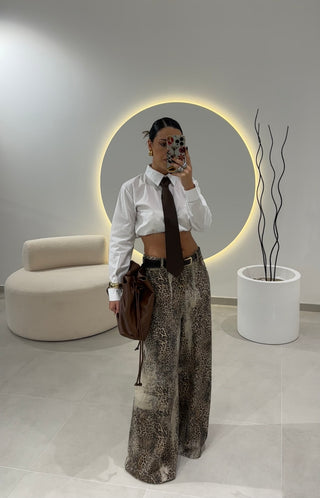 Leopard Wide Leg Jeans