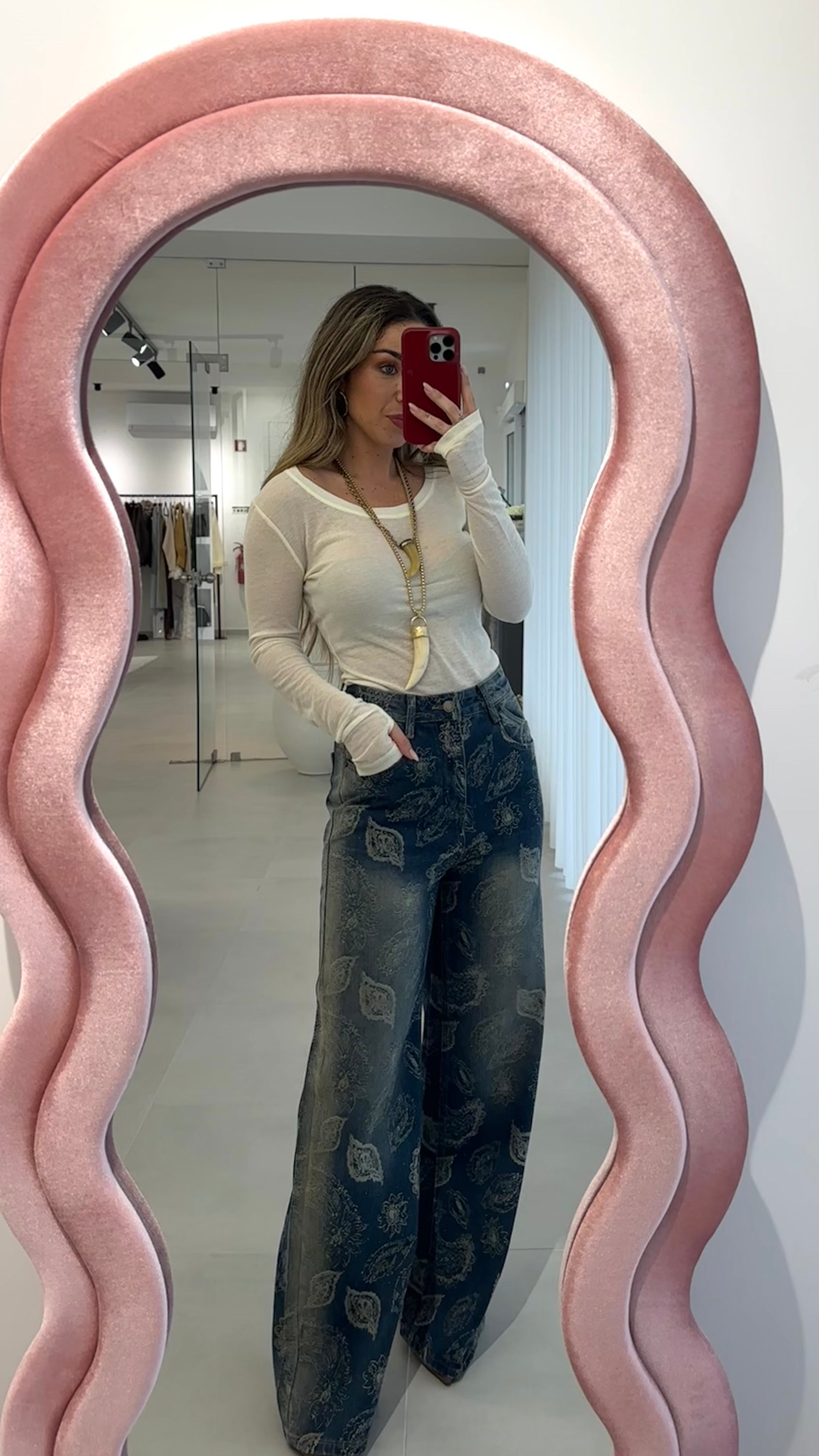 High Waist Bandana Jeans