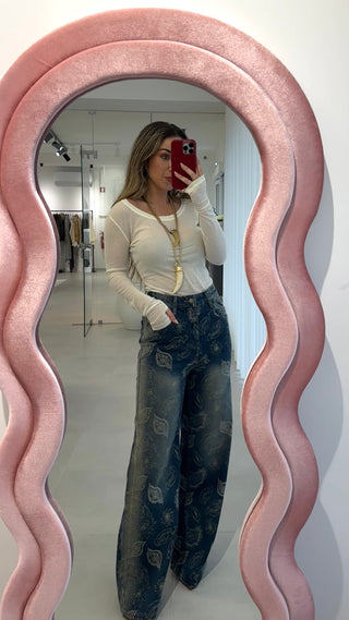 High Waist Bandana Jeans