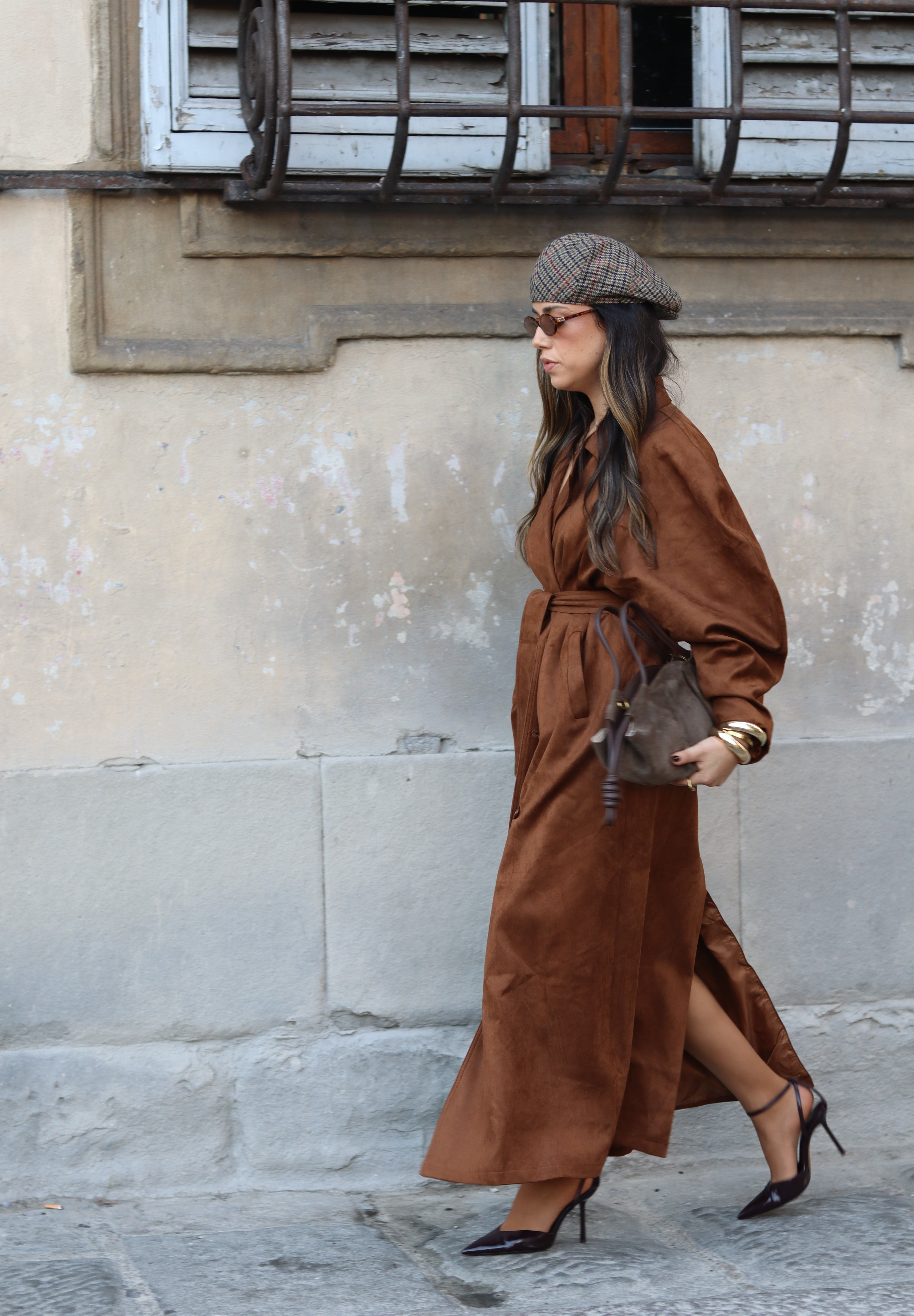 Suede Trench Balloon Sleeve