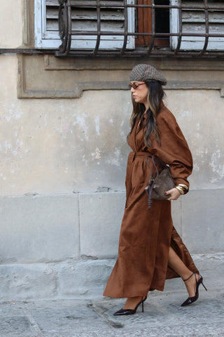 Suede Trench Balloon Sleeve
