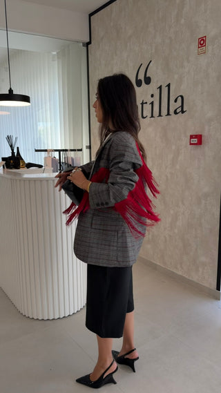 Tartan Fringed Blazer Lumina