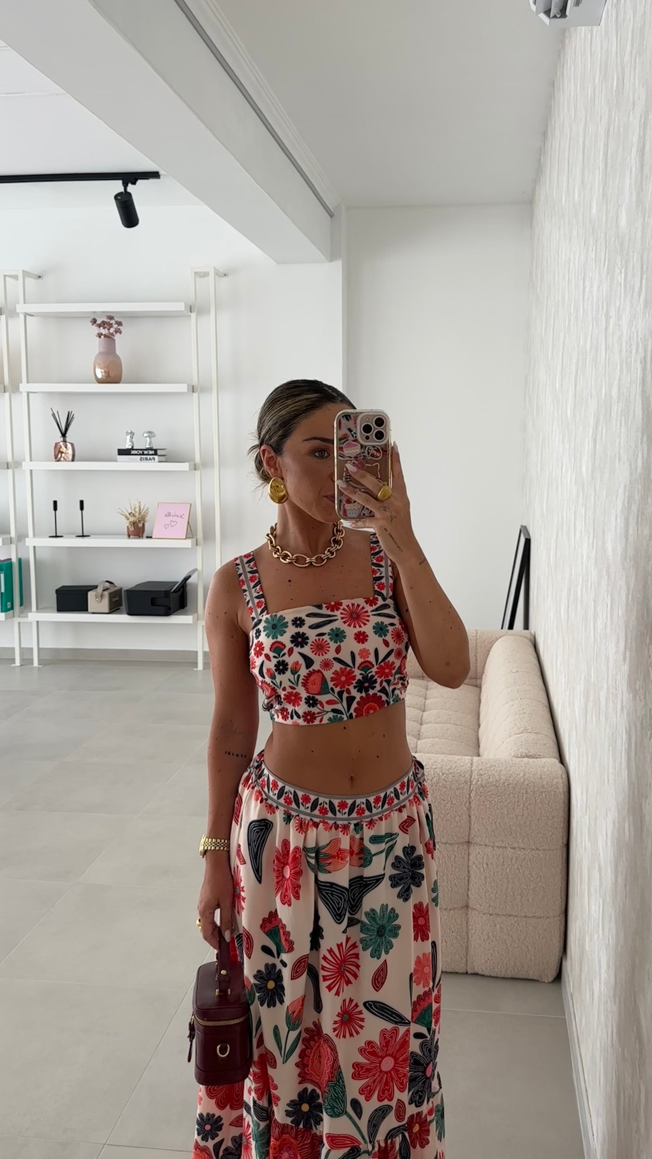 Conjunto Florido Saia Longa