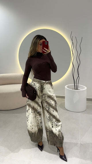 Brown Turtleneck Sweater 100% Cotton