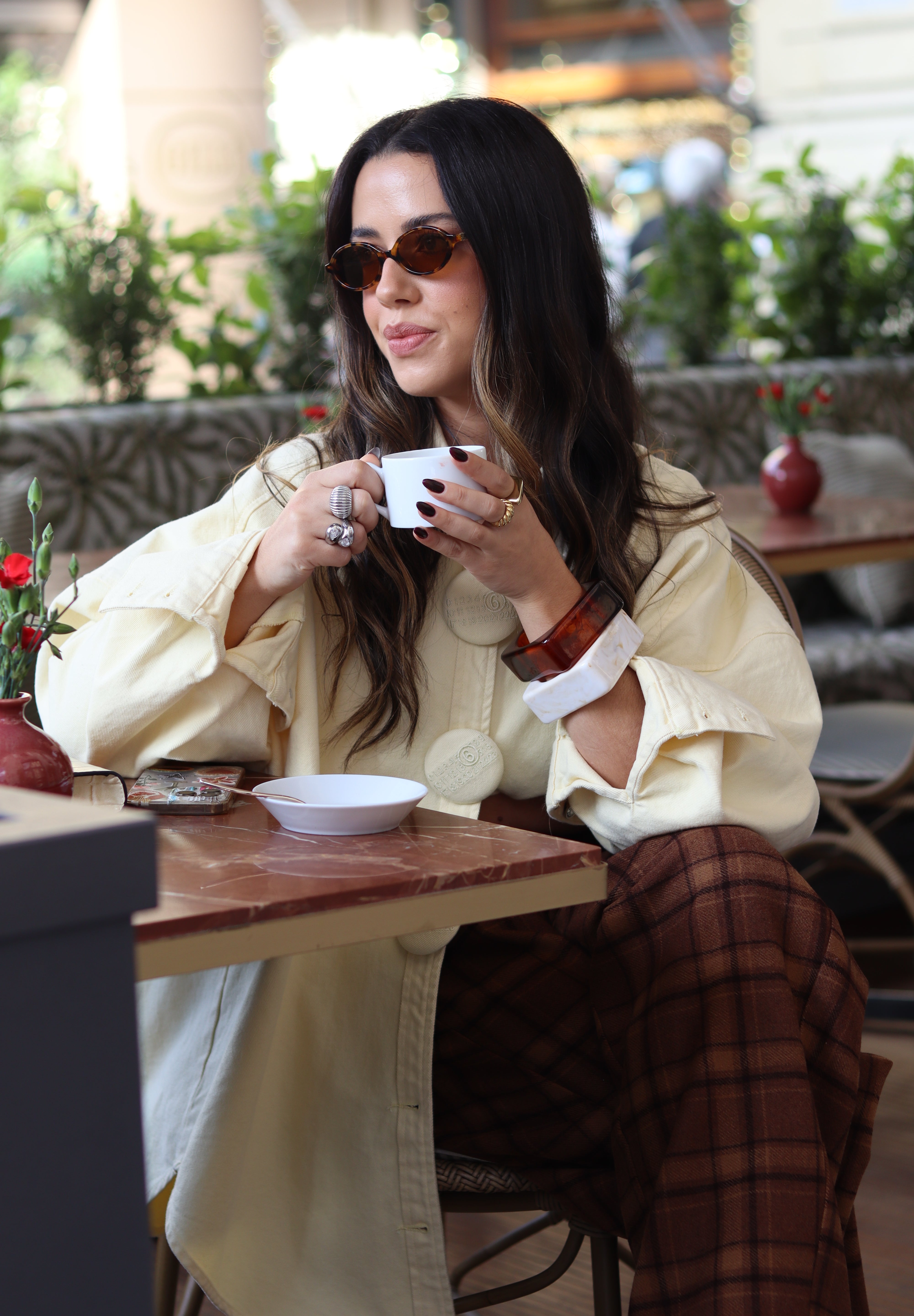 Balloon Plaid Trousers Brown