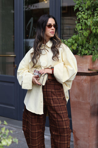 Balloon Plaid Trousers Brown