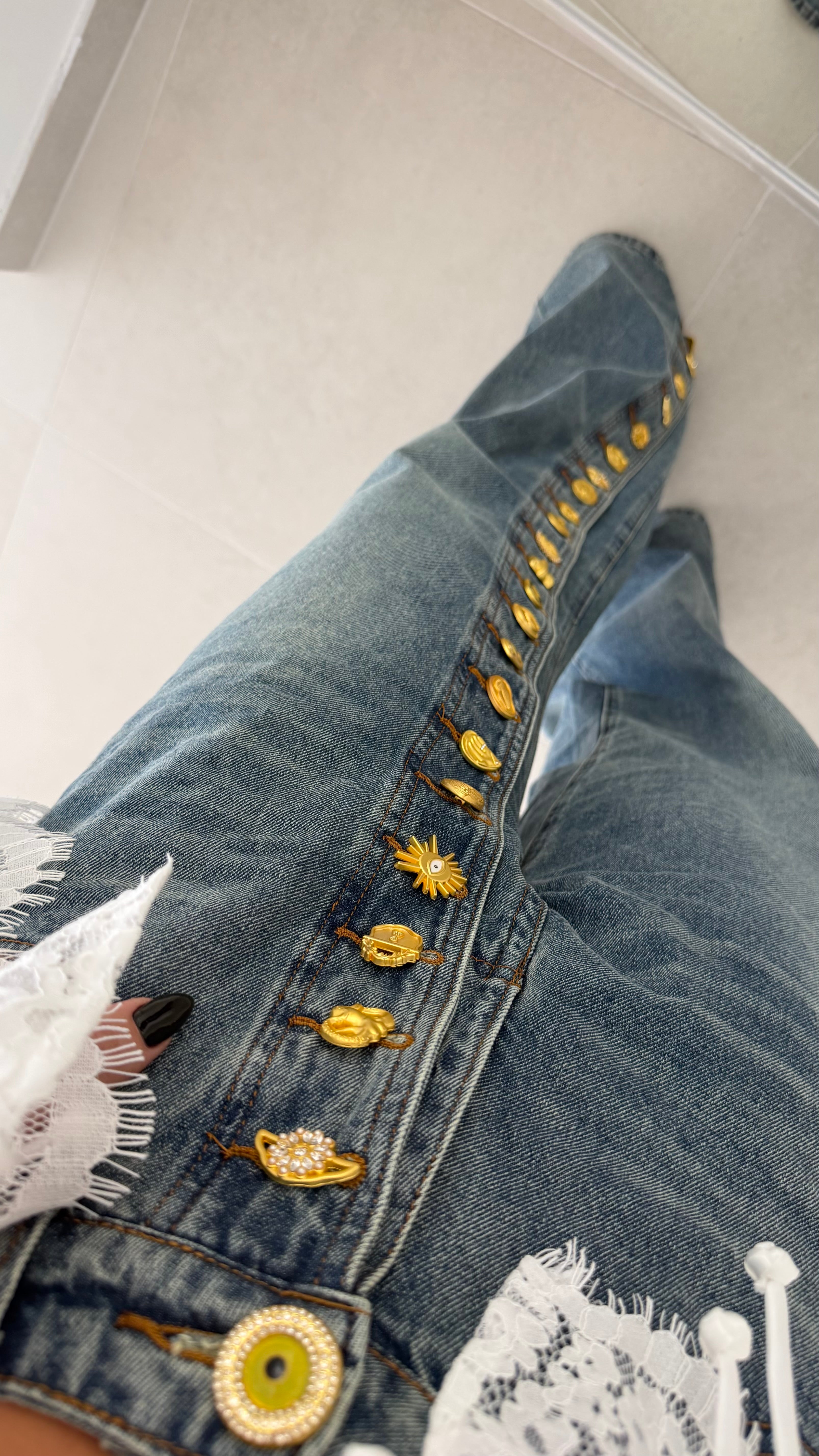 Gold Buttons Jeans