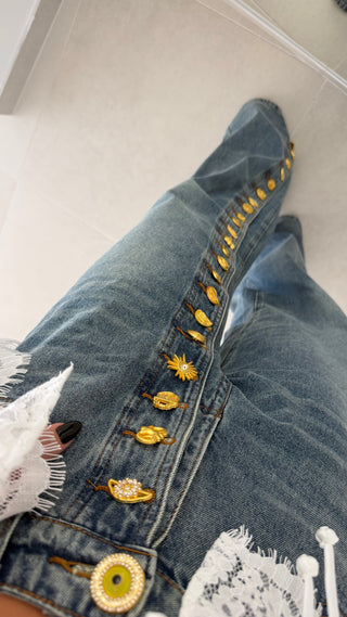 Gold Buttons Jeans