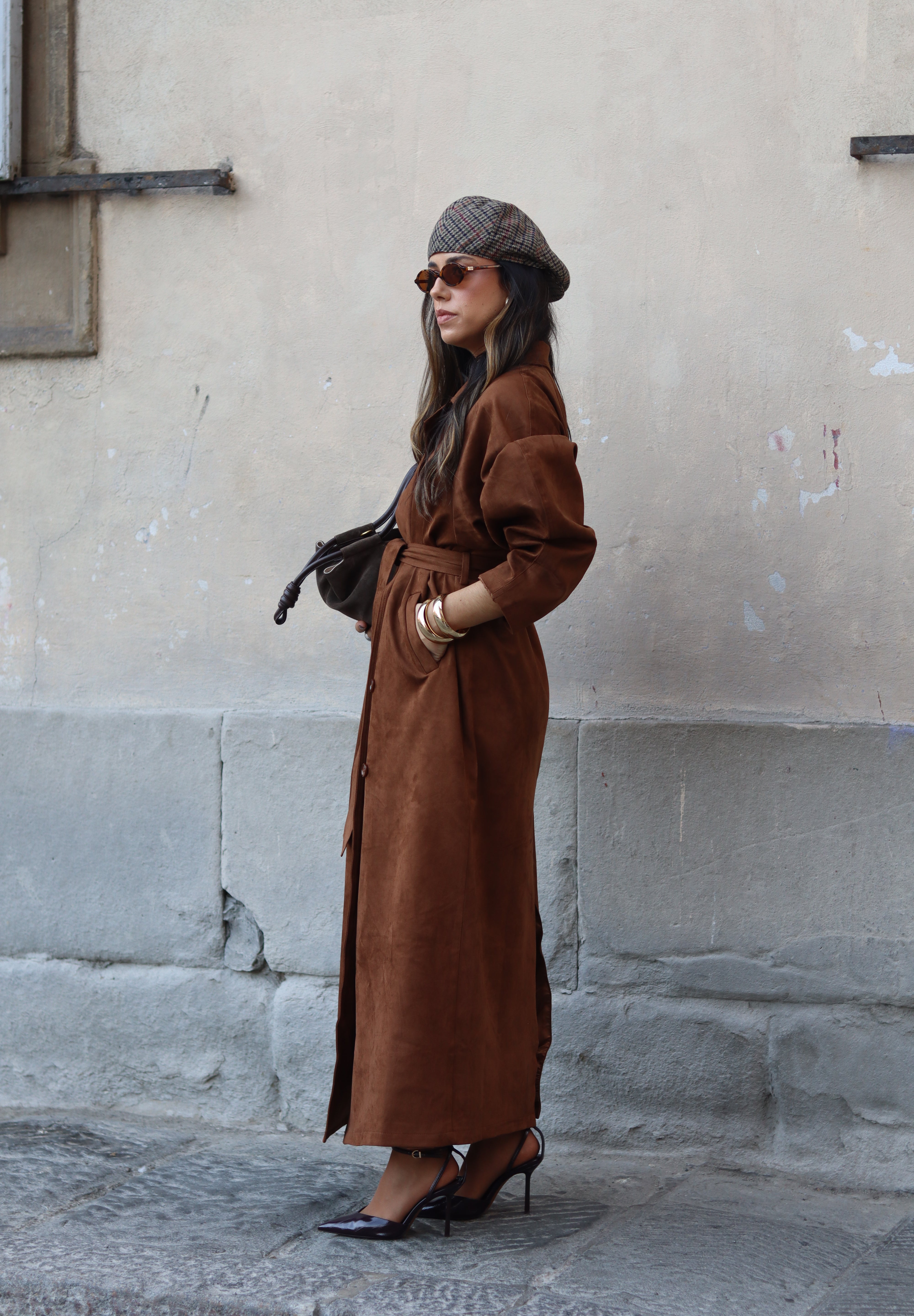 Suede Trench Balloon Sleeve