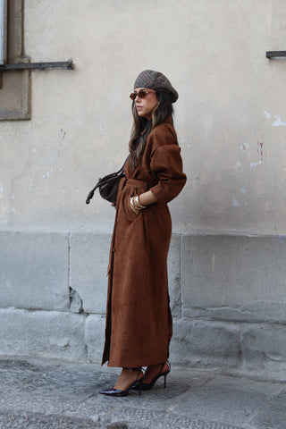Suede Trench Balloon Sleeve