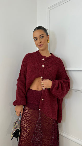 Cardigan Bordeaux Botões