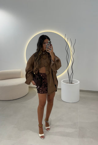 Brown Sequin Skirt