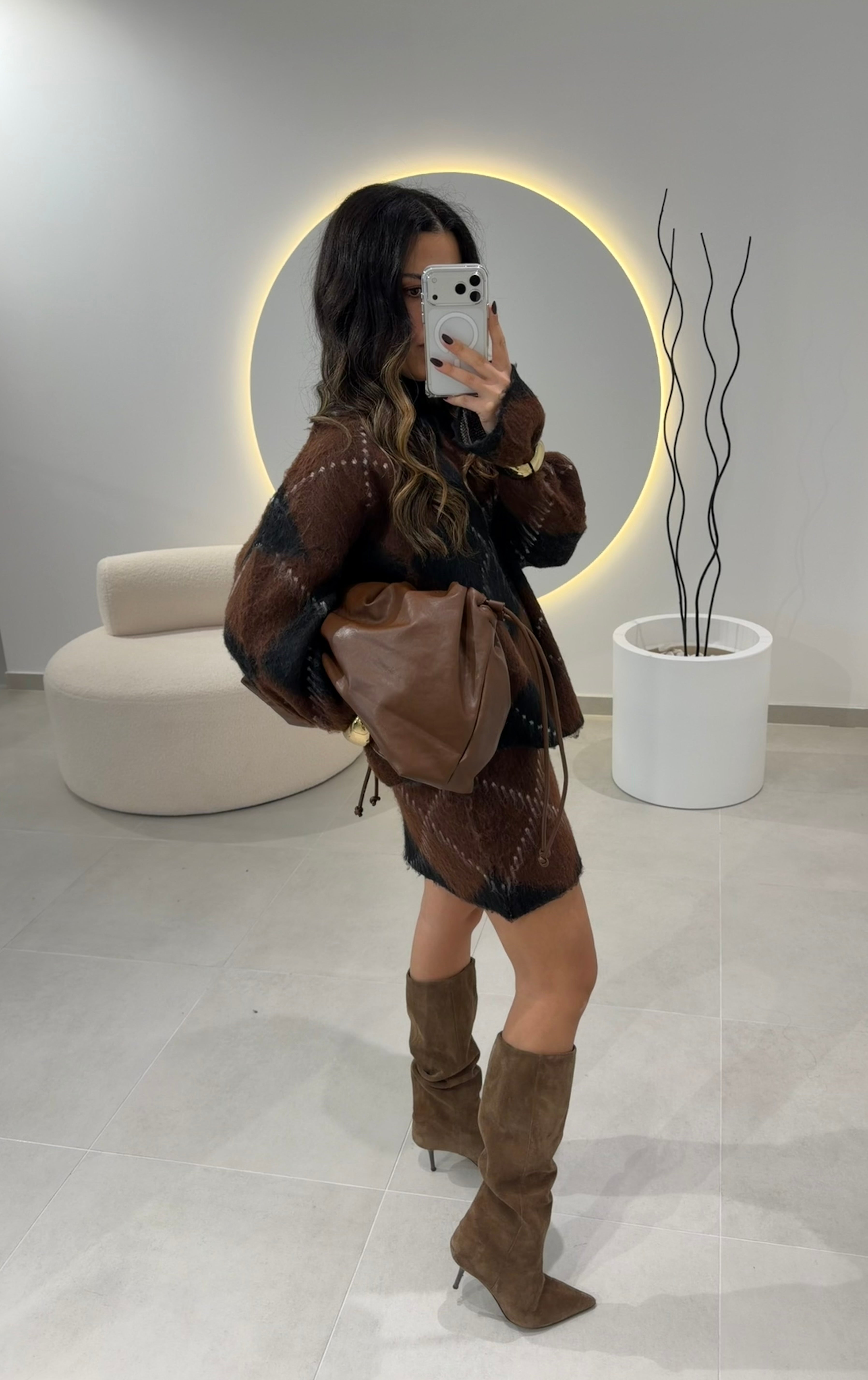 Diamond Knit Set With Skirt