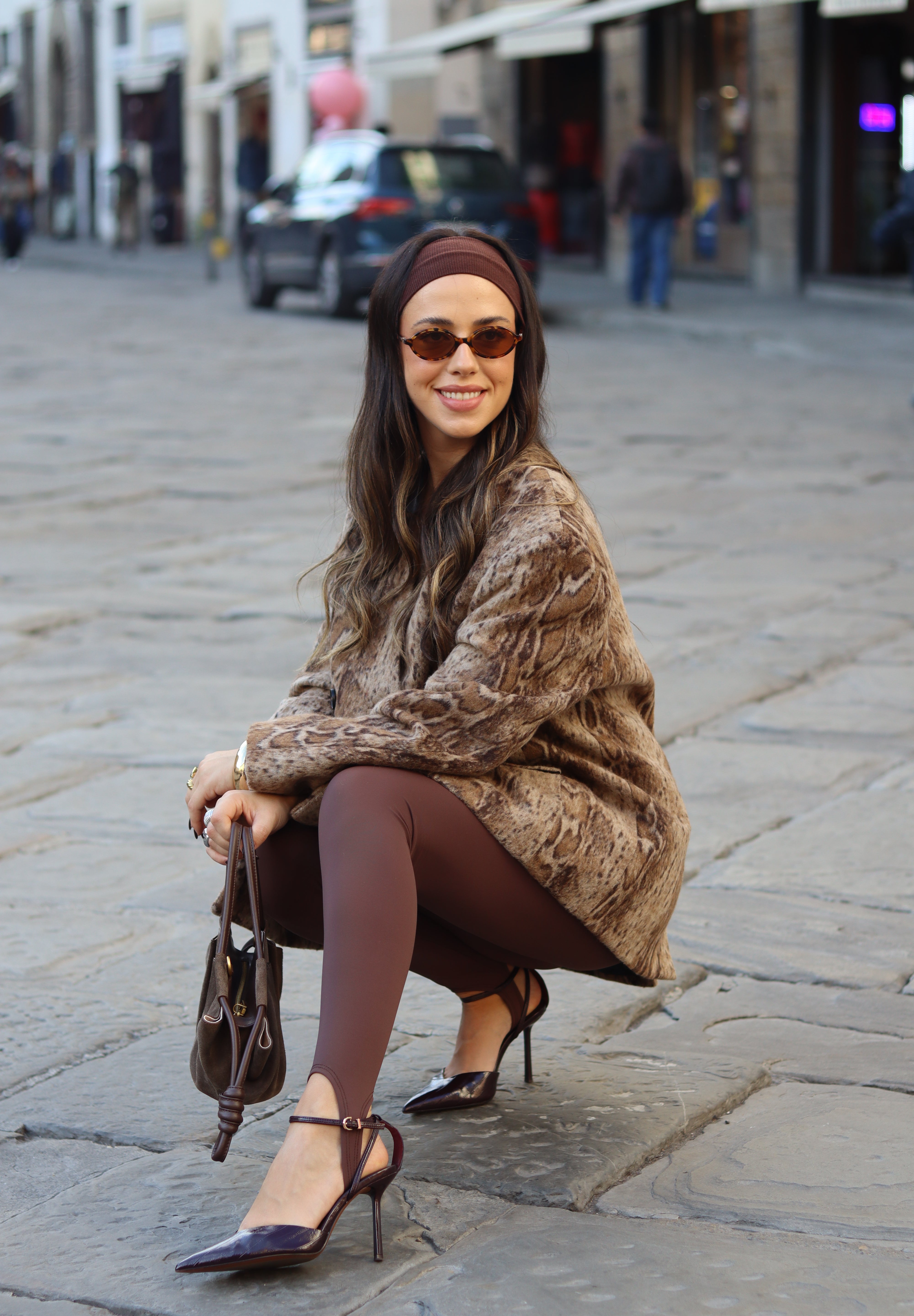 Brown Ankle Detail Legging