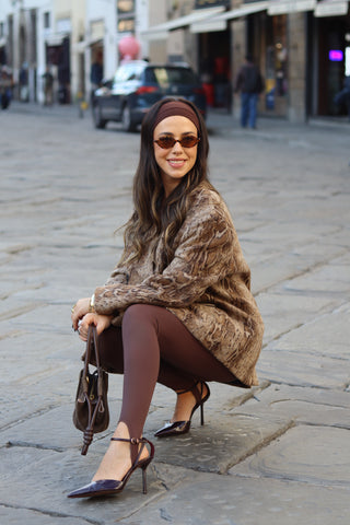 Brown Ankle Detail Legging