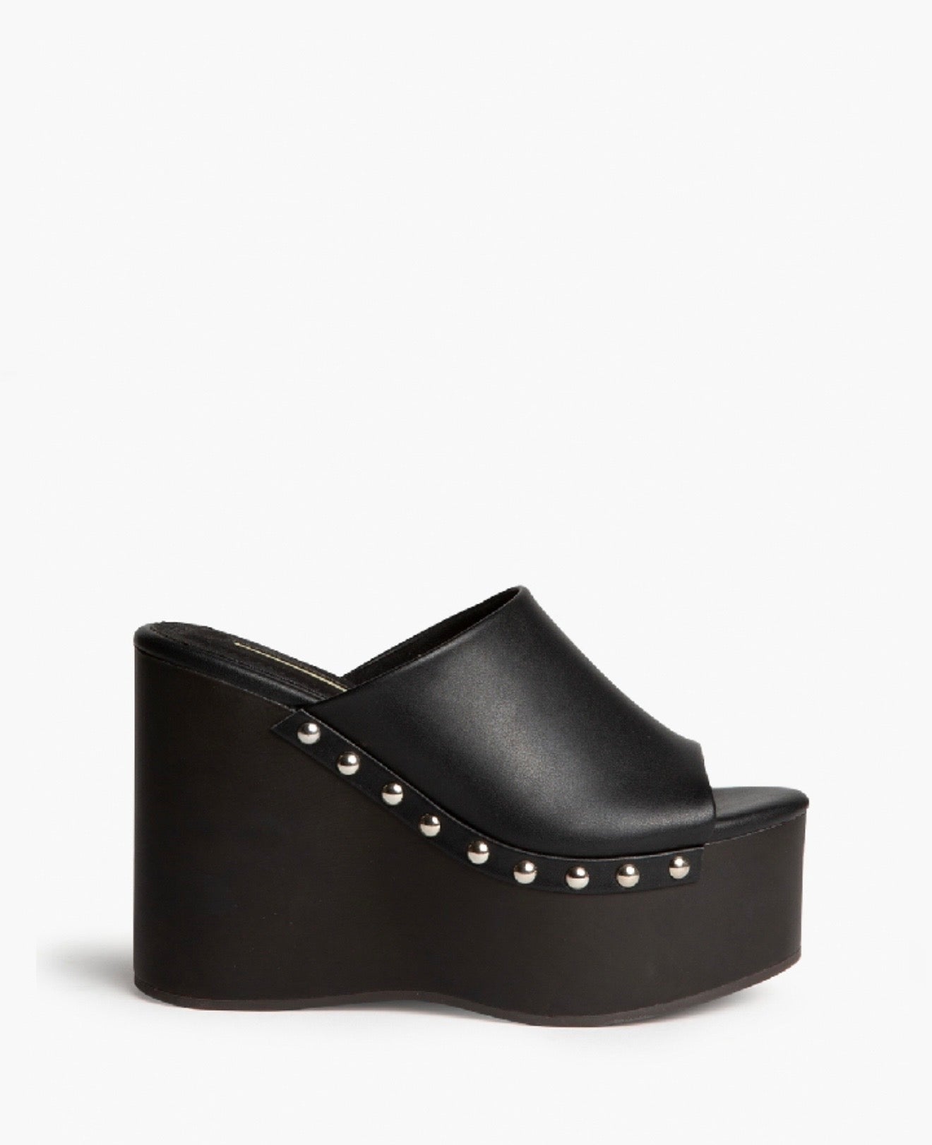 Black Faux Leather Platform Heels