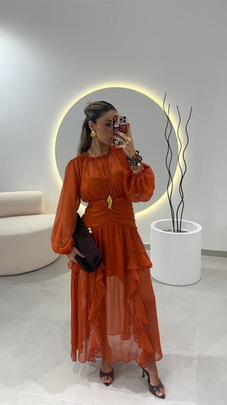 Terracotta Ruffled Dress