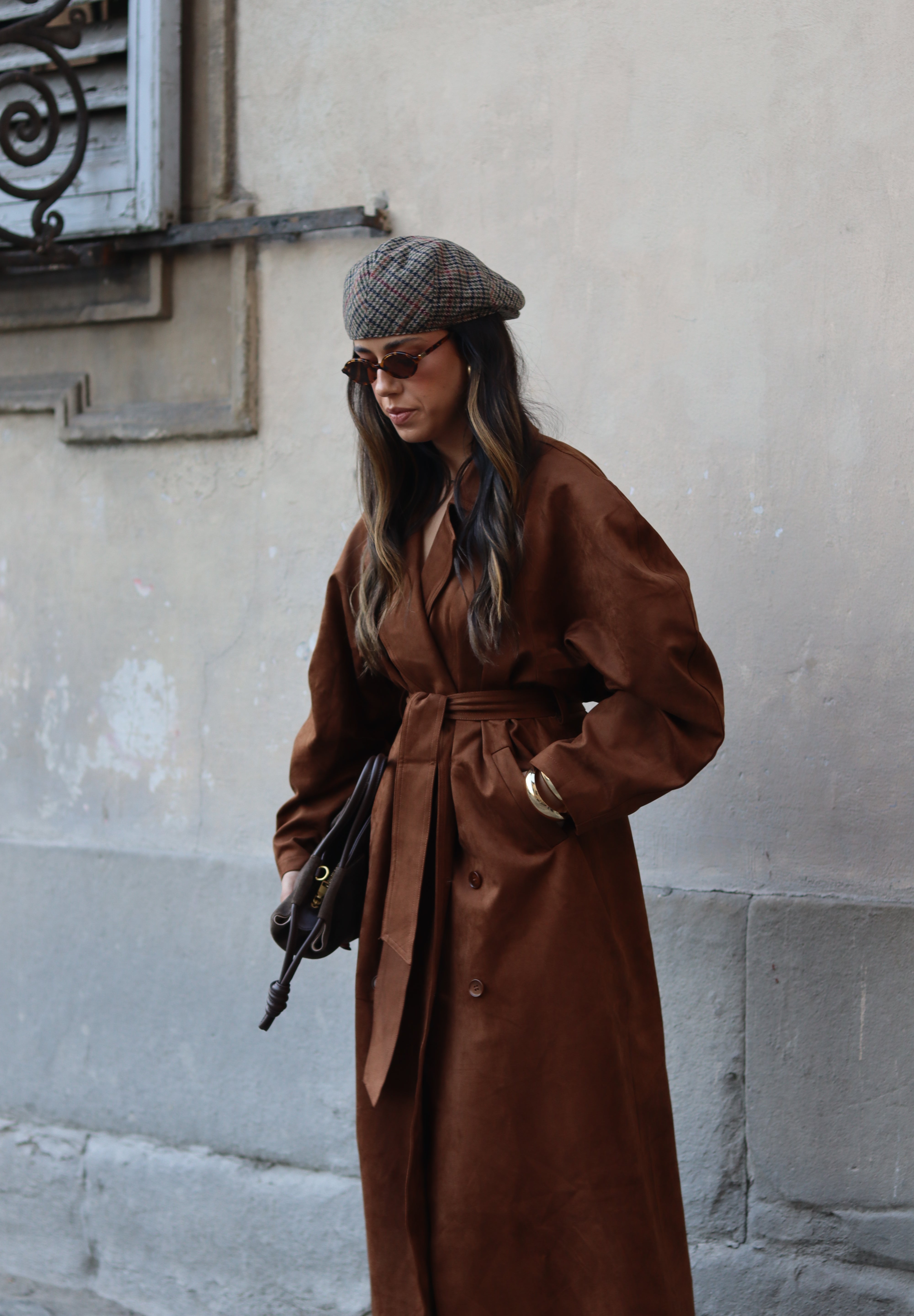 Suede Trench Balloon Sleeve