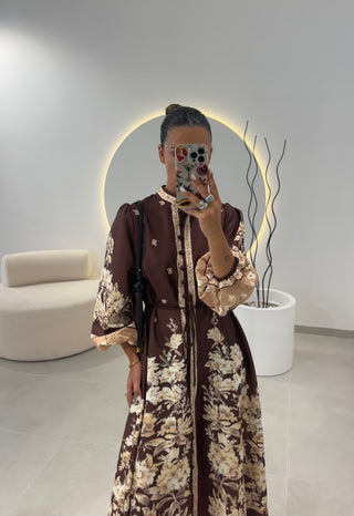 Vestido Classic Castanho Florido