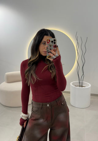 Bordeaux Turtleneck Sweater 100% Cotton