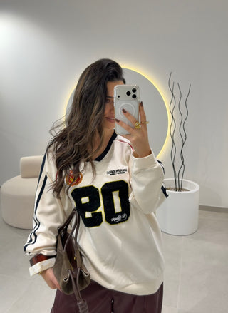 Cream Baseball Sweater
