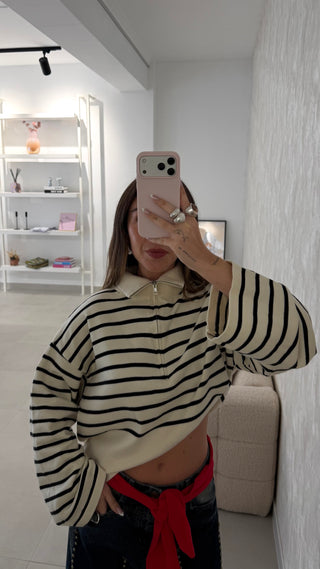Striped Zip Sweater