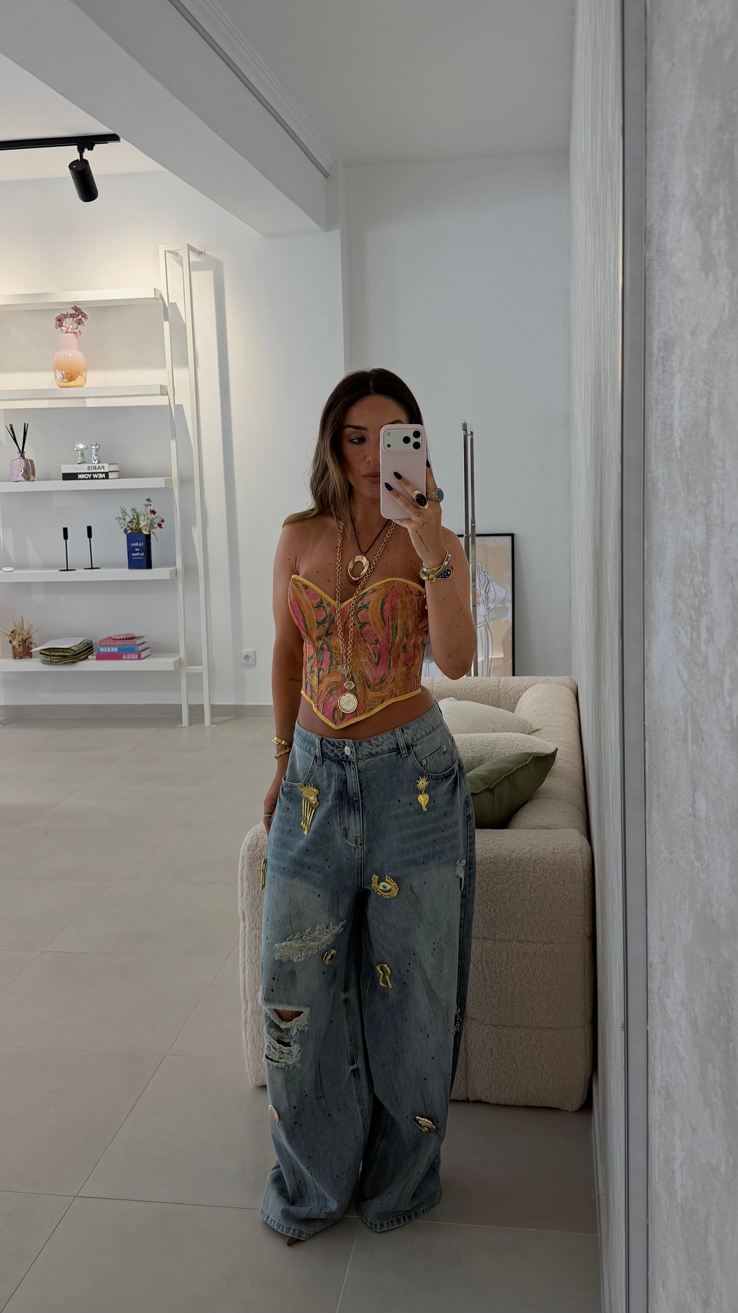 Oversize Gold Details Jeans