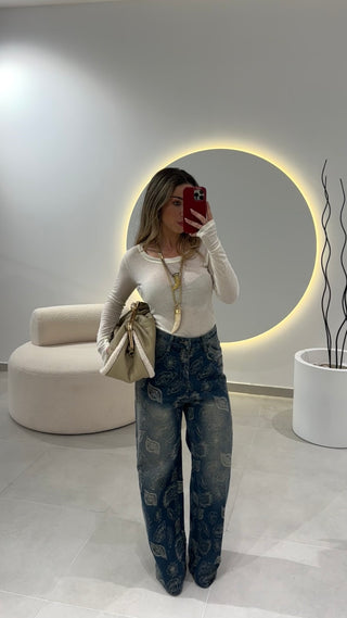 High Waist Bandana Jeans