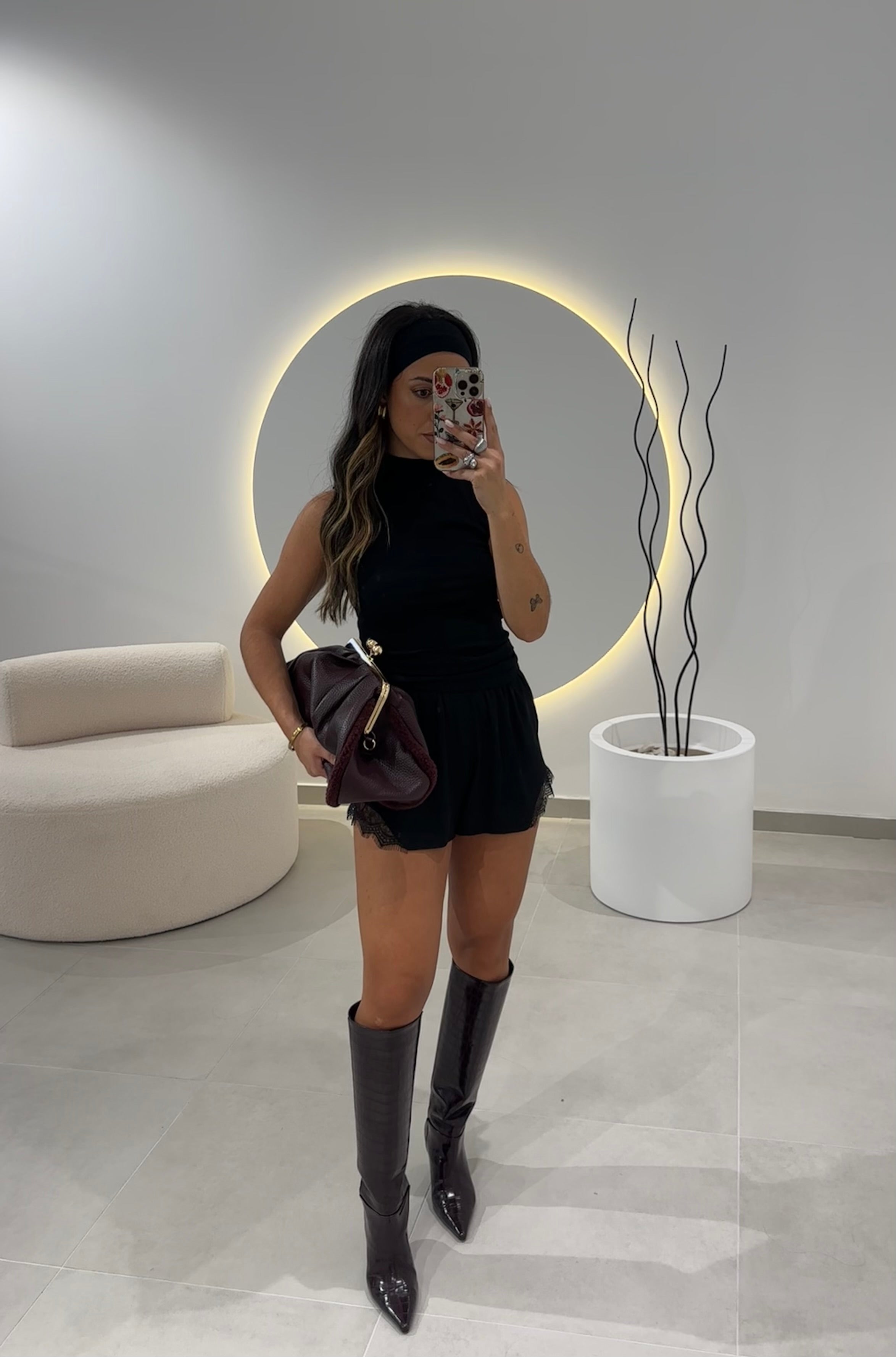 Lace Mini Shorts Black