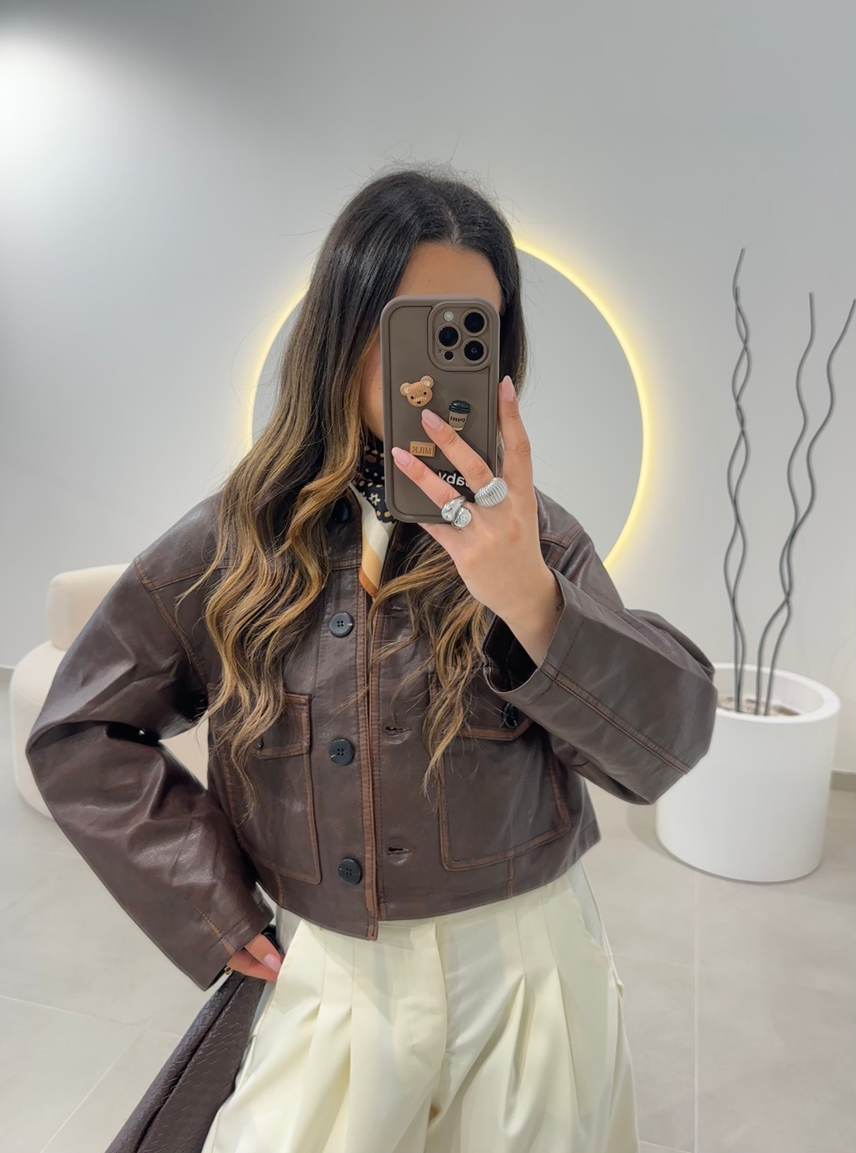 Biker Crop Castanho