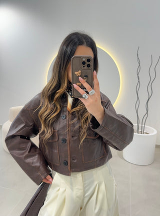 Biker Crop Castanho
