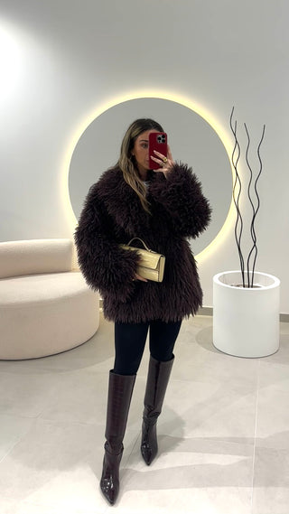 Bordeaux Faux Fur Coat