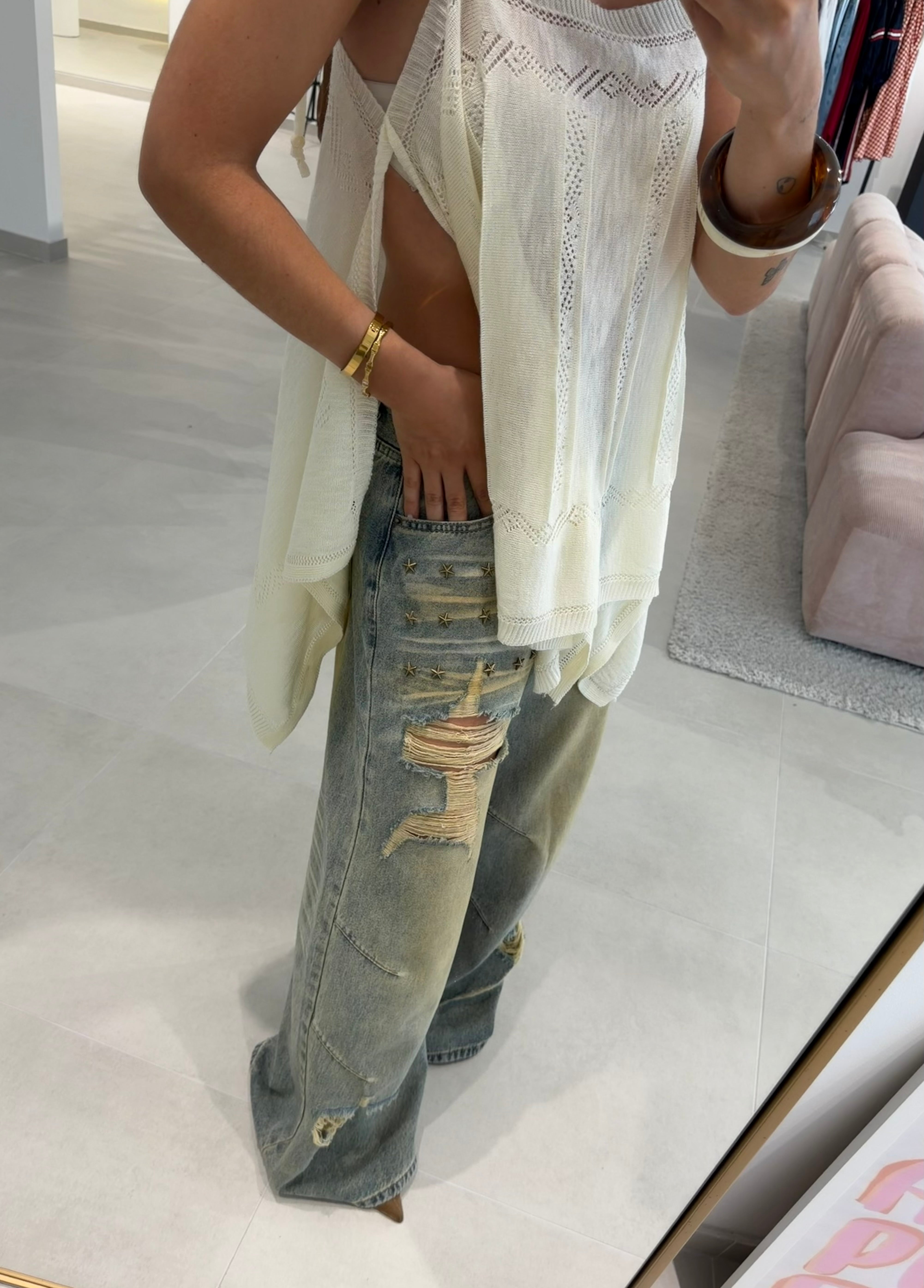 Washed Studded Jeans