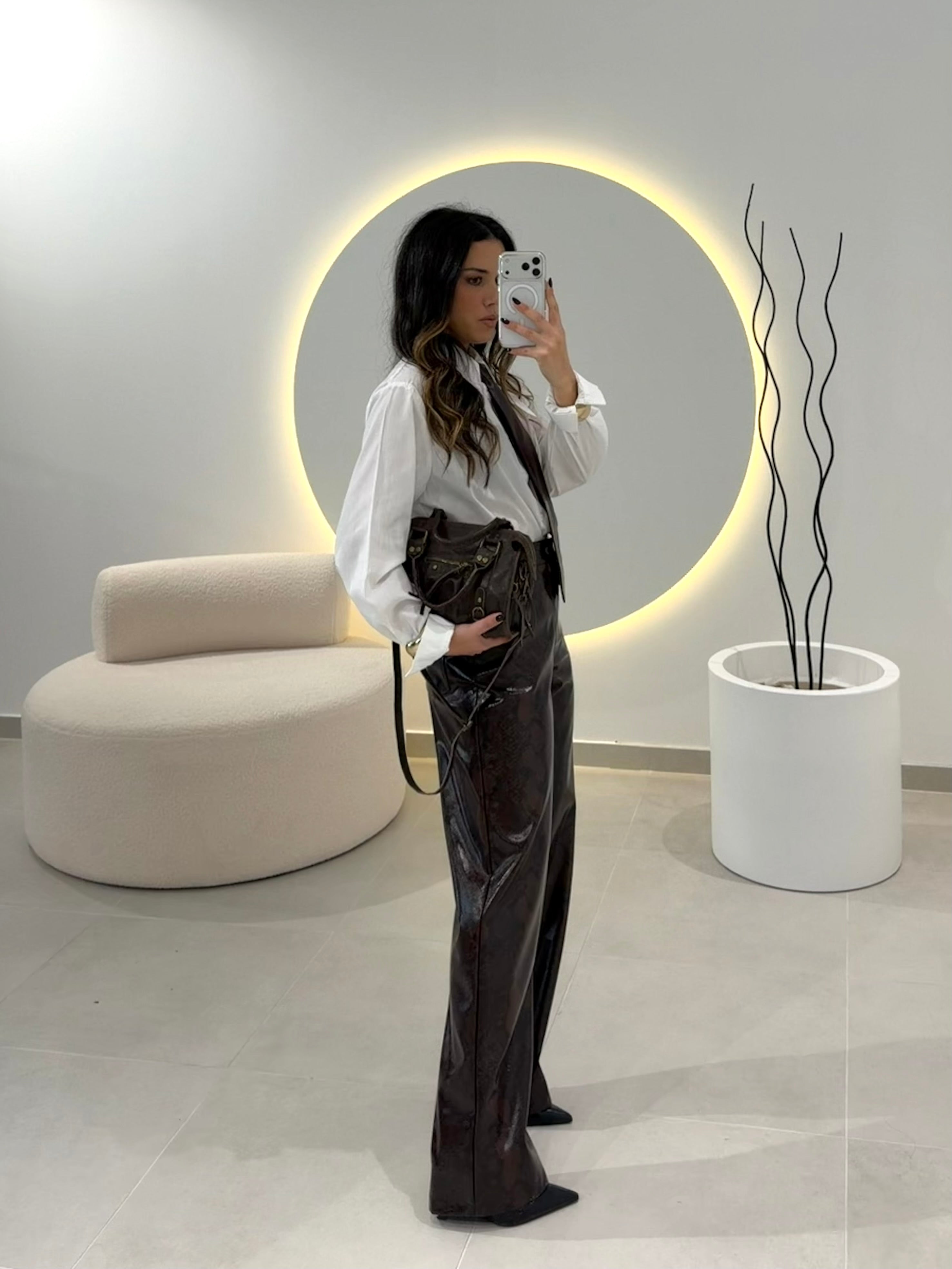 Snake-print Trousers in faux leather LUMINA