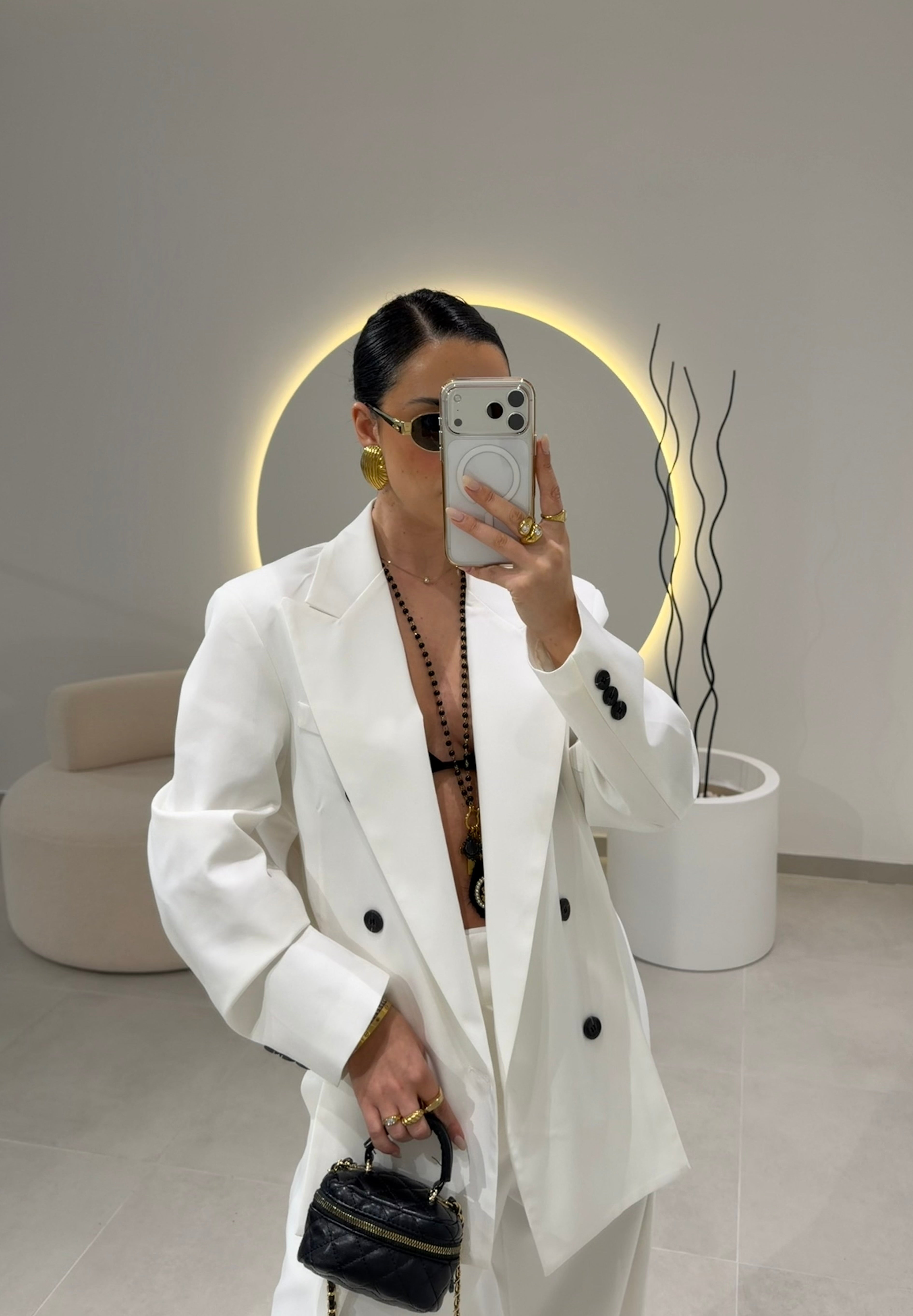 White Cut-Out Blazer Lumina