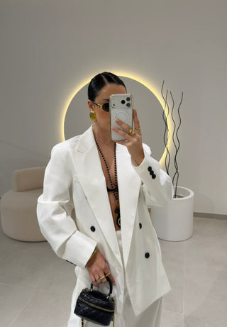 White Cut-Out Blazer Lumina