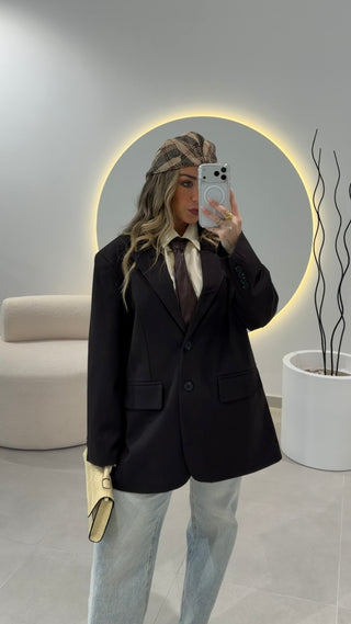 Oversized Dark Brown Blazer LUMINA