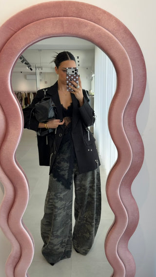 Black Oversize Blazer With Details