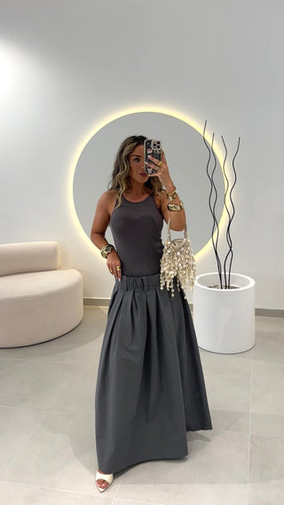 Vestido Combinado Cinzento